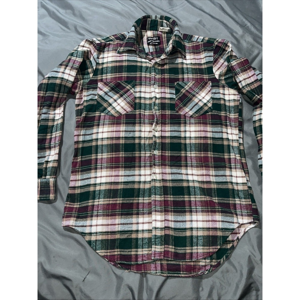 Vintage‎ Van Cort Pre Shrunk Cotton  Flannel Shirt Relaxed Plaid Rockabilly